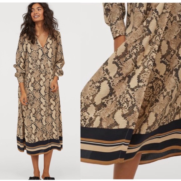 H&M Dresses & Skirts - H&M oversized Snakeskin Striped Faux Wrap Dress